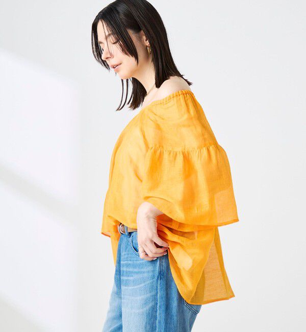 NOLLEY'S「ウォッシャブルシアーリネンカールマイヤー2WAYギャザーブラウス」|シャツ・ブラウス|