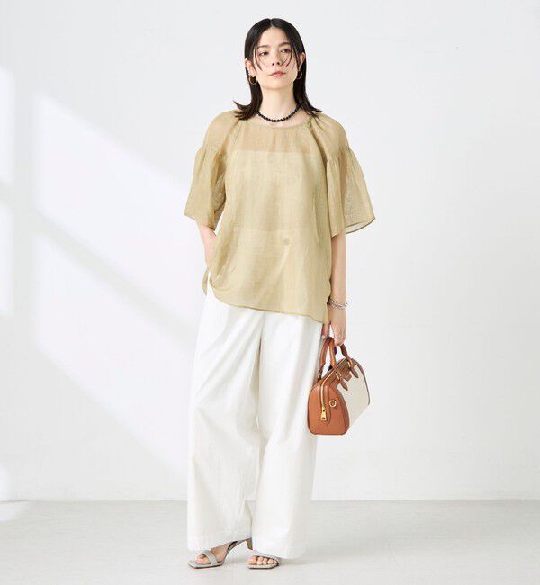 NOLLEY'S「ウォッシャブルシアーリネンカールマイヤー2WAYギャザーブラウス」|シャツ・ブラウス|