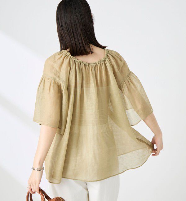 NOLLEY'S「ウォッシャブルシアーリネンカールマイヤー2WAYギャザーブラウス」|シャツ・ブラウス|