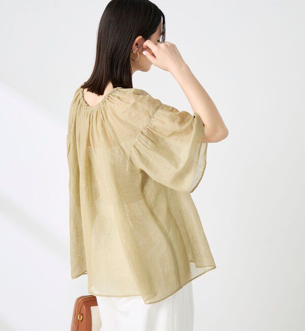 NOLLEY'S「ウォッシャブルシアーリネンカールマイヤー2WAYギャザーブラウス」|シャツ・ブラウス|