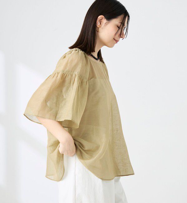NOLLEY'S「ウォッシャブルシアーリネンカールマイヤー2WAYギャザーブラウス」|シャツ・ブラウス|