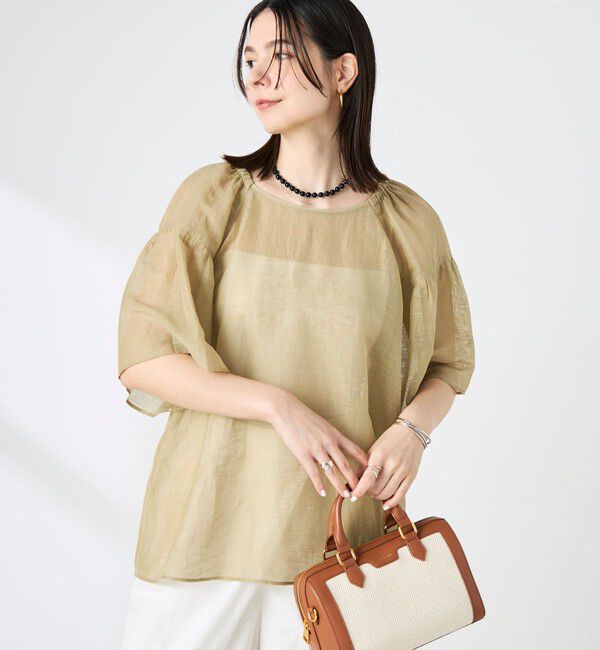 NOLLEY'S「ウォッシャブルシアーリネンカールマイヤー2WAYギャザーブラウス」|シャツ・ブラウス|