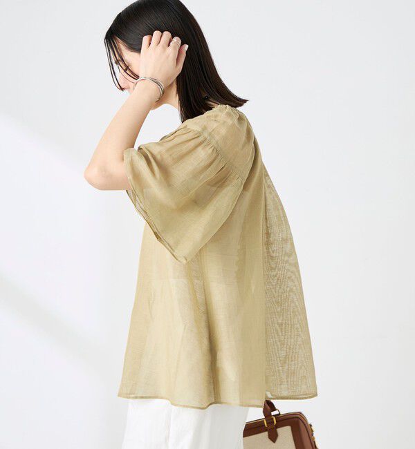 NOLLEY'S「ウォッシャブルシアーリネンカールマイヤー2WAYギャザーブラウス」|シャツ・ブラウス|