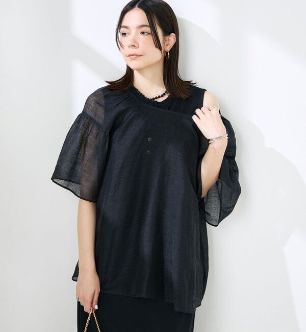 NOLLEY'S「ウォッシャブルシアーリネンカールマイヤー2WAYギャザーブラウス」|シャツ・ブラウス|