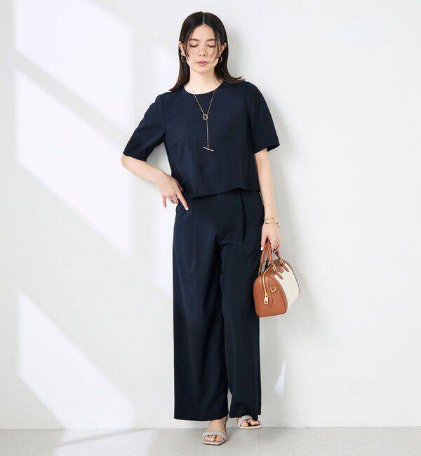 NOLLEY'S「《セットアップ対応》ウォッシャブル麻調5分袖ブラウス」|シャツ・ブラウス|