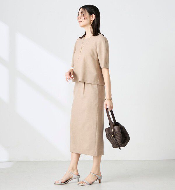 NOLLEY'S「《セットアップ対応》ウォッシャブル麻調5分袖ブラウス」|シャツ・ブラウス|