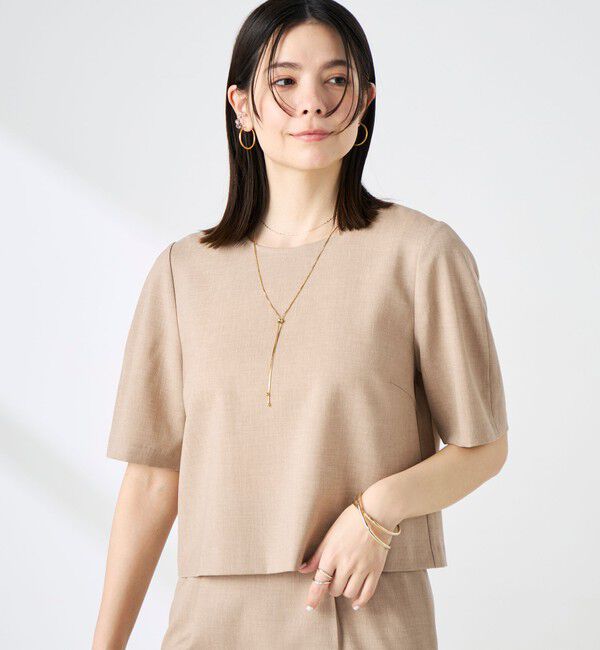 NOLLEY'S「《セットアップ対応》ウォッシャブル麻調5分袖ブラウス」|シャツ・ブラウス|