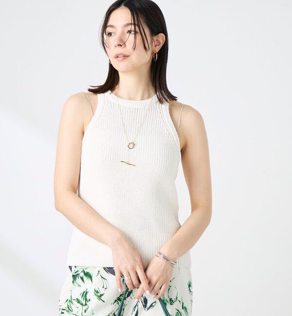 NOLLEY'S sophi「《手洗い可能》ペーパー混片畦アメスリタンクトップ」|ニット・セーター|オフホワイト