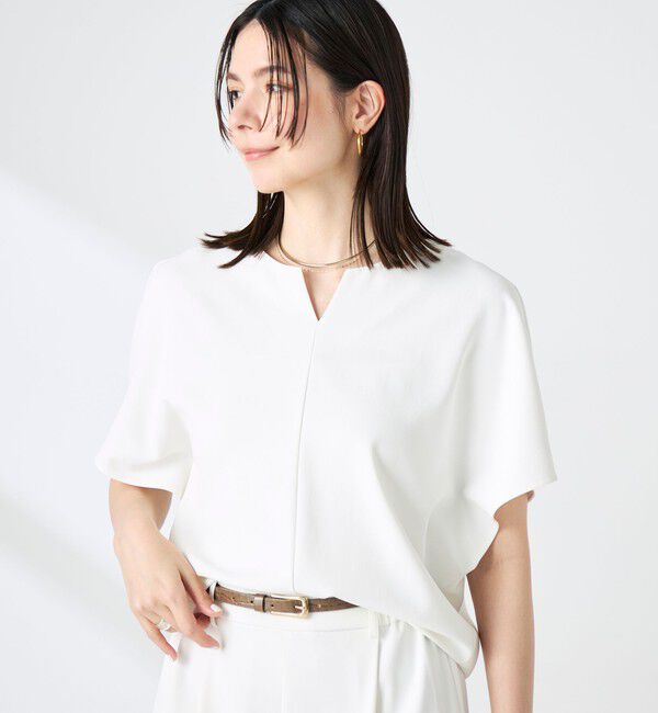 NOLLEY'S sophi「《セットアップ対応》ウォッシャブルツイルケープ風ブラウス」|シャツ・ブラウス|ホワイト