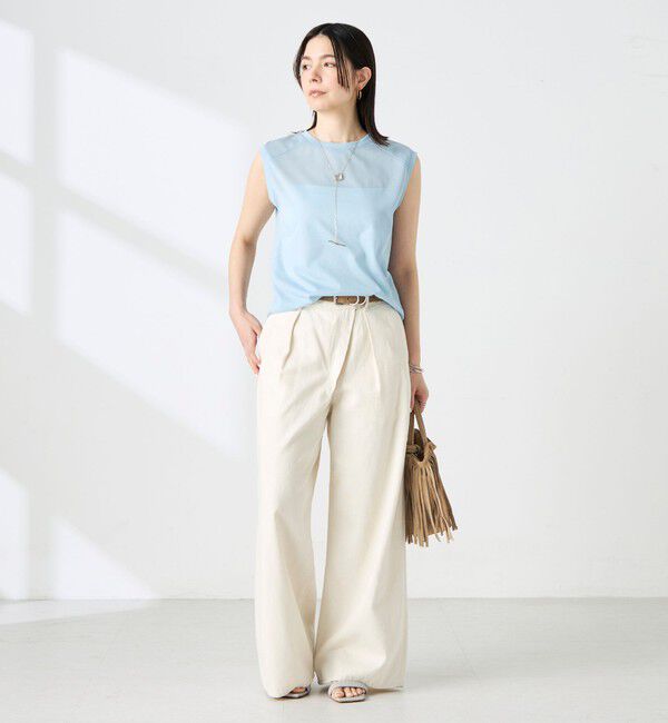 NOLLEY'S「ウォッシャブルシアードライコットンノースリーブプルオーバー」|Tシャツ・カットソー|