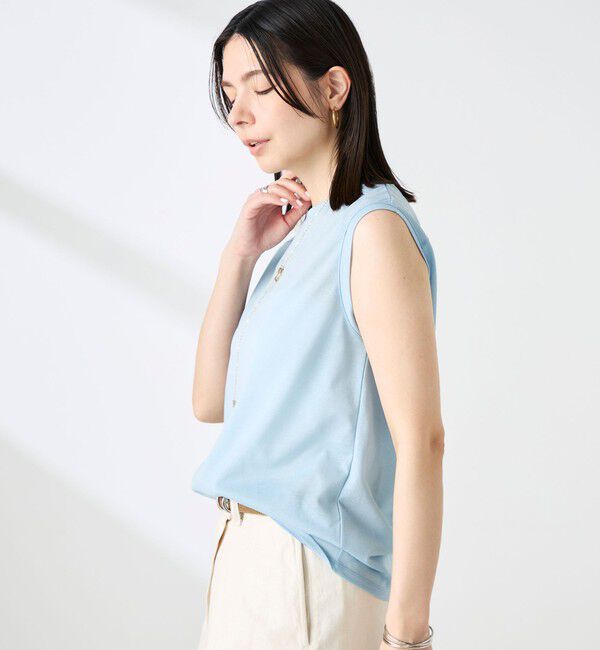 NOLLEY'S「ウォッシャブルシアードライコットンノースリーブプルオーバー」|Tシャツ・カットソー|