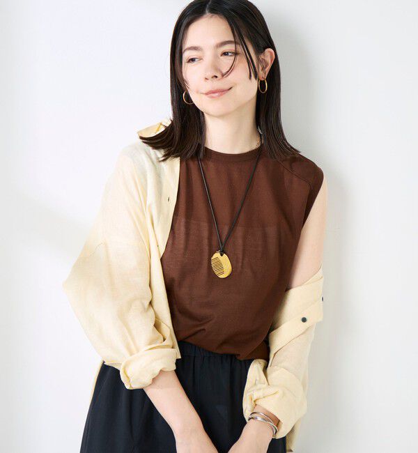 NOLLEY'S「ウォッシャブルシアードライコットンノースリーブプルオーバー」|Tシャツ・カットソー|