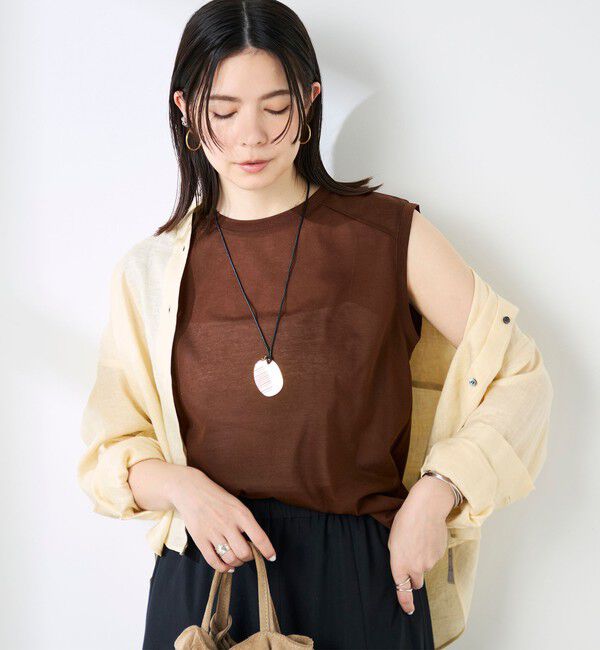 NOLLEY'S「ウォッシャブルシアードライコットンノースリーブプルオーバー」|Tシャツ・カットソー|