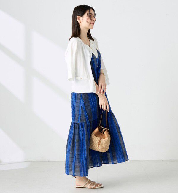 NOLLEY'S「《手洗い可能》エアリーストレッチ5分袖Cネックカーディガン」|カーディガン|