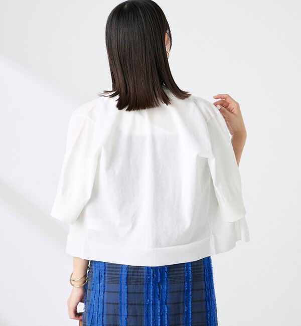 NOLLEY'S「《手洗い可能》エアリーストレッチ5分袖Cネックカーディガン」|カーディガン|