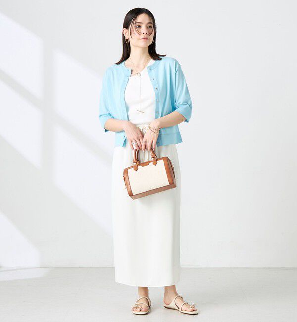 NOLLEY'S「《手洗い可能》エアリーストレッチ5分袖Cネックカーディガン」|カーディガン|