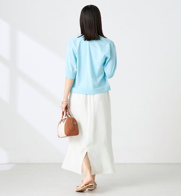 NOLLEY'S「《手洗い可能》エアリーストレッチ5分袖Cネックカーディガン」|カーディガン|