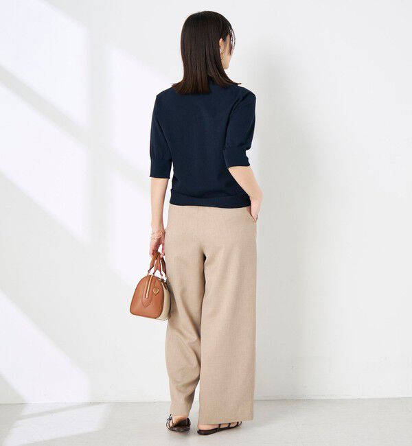 NOLLEY'S「《手洗い可能》エアリーストレッチ5分袖Cネックカーディガン」|カーディガン|