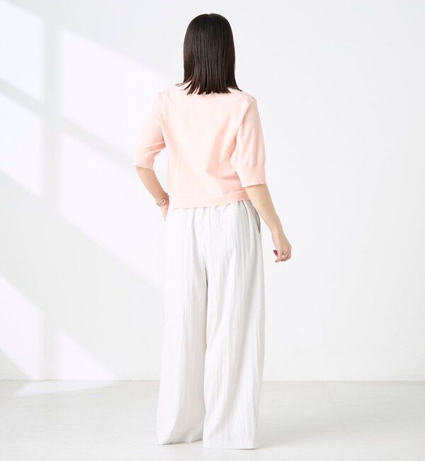 NOLLEY'S「《手洗い可能》エアリーストレッチ5分袖Cネックカーディガン」|カーディガン|