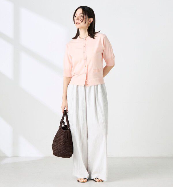 NOLLEY'S「《手洗い可能》エアリーストレッチ5分袖Cネックカーディガン」|カーディガン|