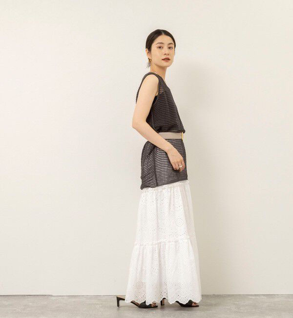 MAQWEL「【MAQWEL/マクウェル】ウォッシャブル透かし編みサマーニットノースリーブプルオーバー」|ニット・セーター|