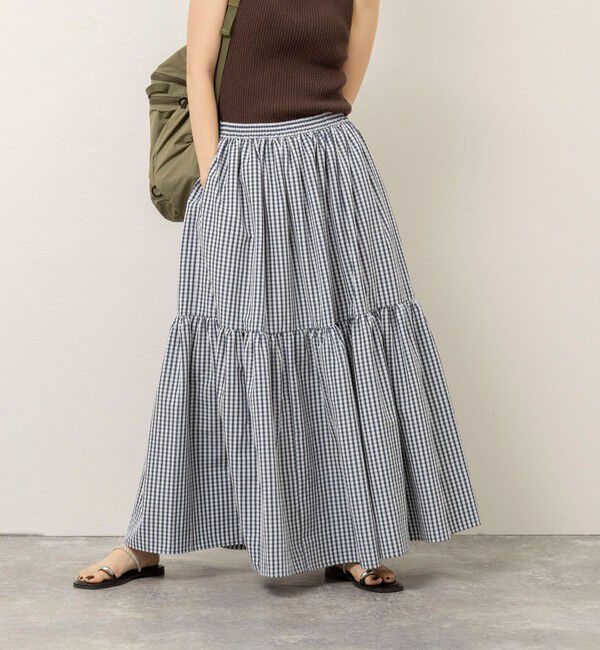 MAQWEL「【MAQWEL/マクウェル】ウォッシャブルチェックスカート」|フレア|ネイビー系4