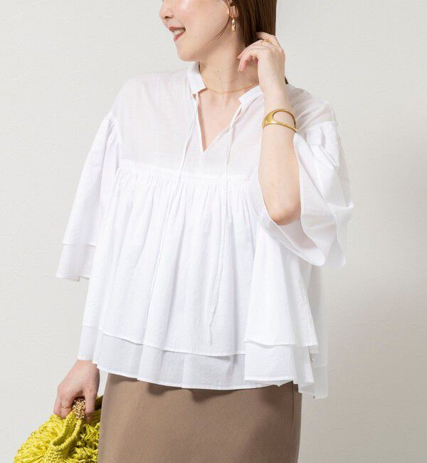NOLLEY'S sophi「ウォッシャブルコットンティアードブラウス」|シャツ・ブラウス|ホワイト