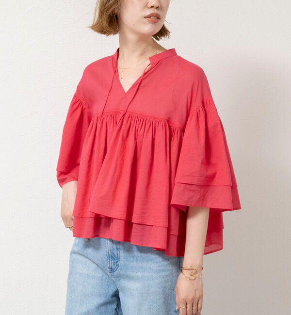 NOLLEY'S sophi「ウォッシャブルコットンティアードブラウス」|シャツ・ブラウス|ピンク