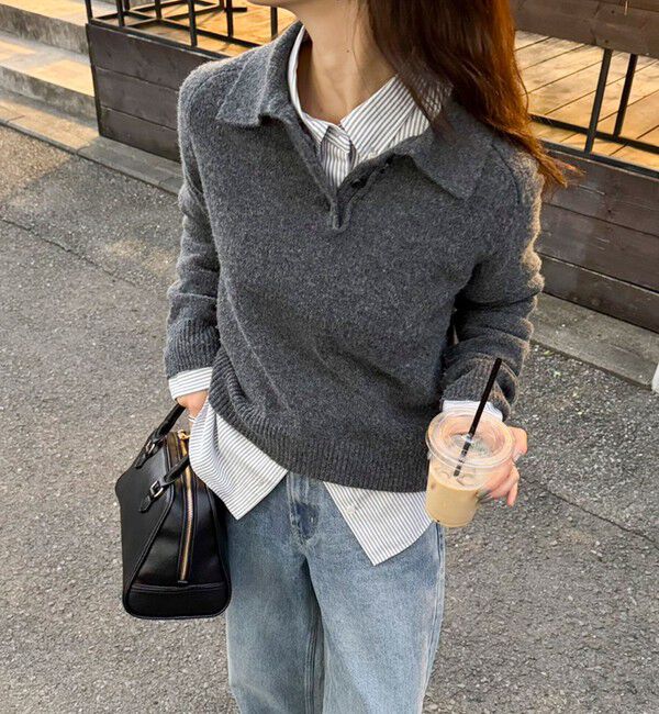 fredy emue「ポロ衿ニットプルオーバー」|ニット・セーター|