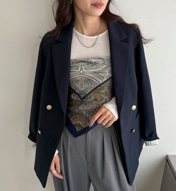 fredy emue「縁取りプリントスカーフ」|バンダナ・スカーフ|