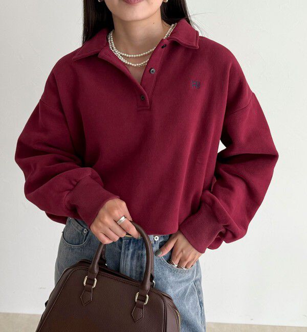 fredy emue「FR刺繍衿付き起毛スウェットプルオーバー」|スウェット・ジャージ|ボルドー