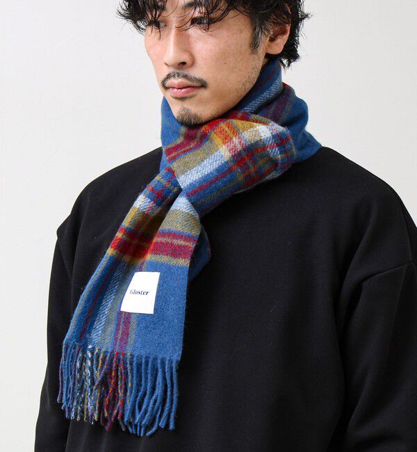 GLOSTER「【カシミヤブレンド】ウールリバーシブルチェックマフラー」|マフラー|