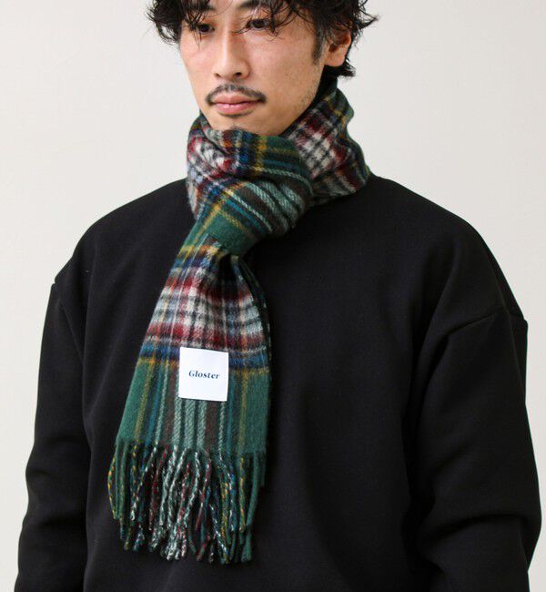 GLOSTER「【カシミヤブレンド】ウールリバーシブルチェックマフラー」|マフラー|