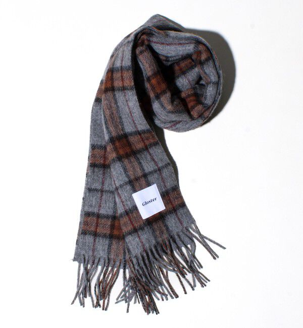 GLOSTER「【カシミヤブレンド】ウールリバーシブルチェックマフラー」|マフラー|