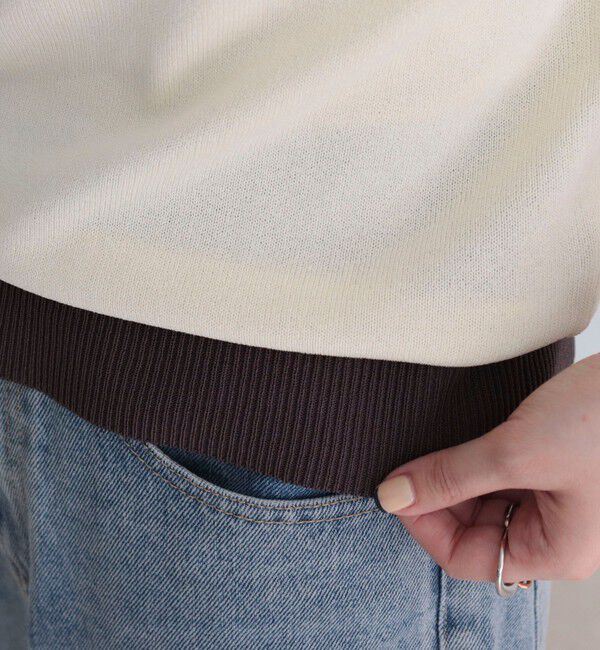 fredy emue「【接触冷感】配色ポロ衿半袖ニットプルオーバー」|ニット・セーター|