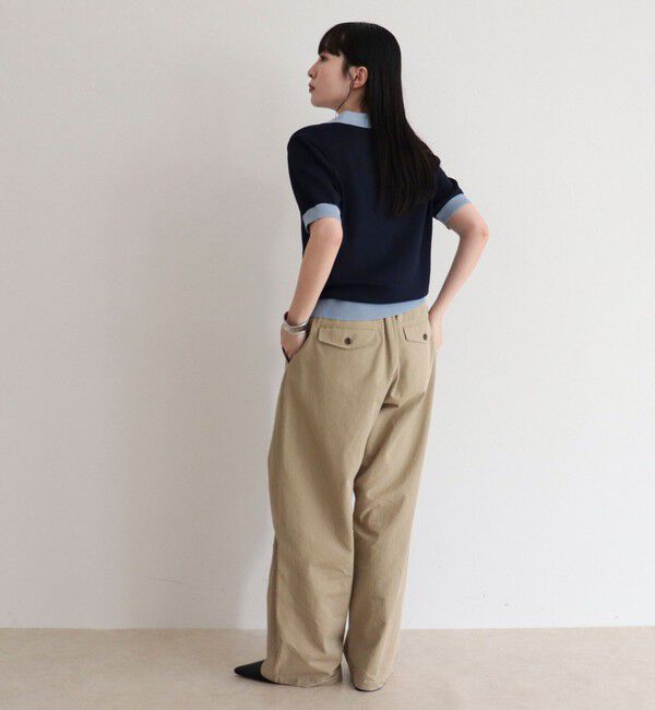 fredy emue「【接触冷感】配色ポロ衿半袖ニットプルオーバー」|ニット・セーター|