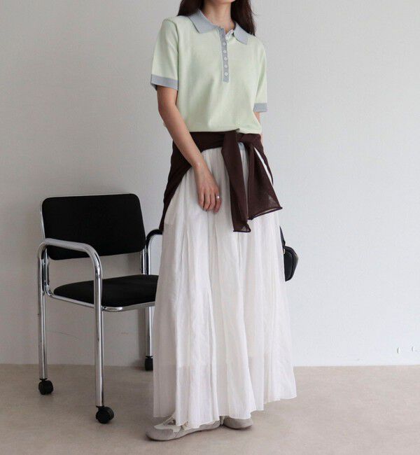 fredy emue「【接触冷感】配色ポロ衿半袖ニットプルオーバー」|ニット・セーター|