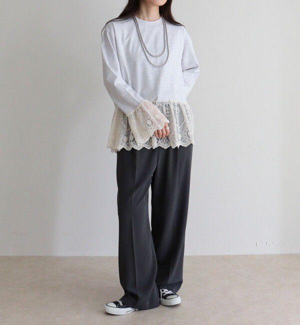 fredy emue「【4回目の追加販売！】レースドッキングロンTシャツ」|Tシャツ・カットソー|