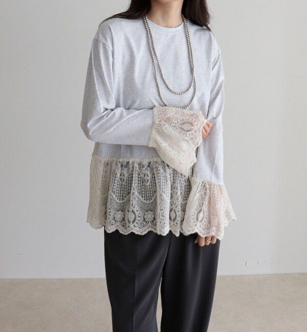 fredy emue「【4回目の追加販売！】レースドッキングロンTシャツ」|Tシャツ・カットソー|