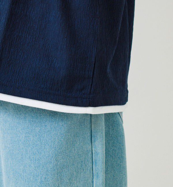 GLOSTER「【1枚でレイヤード風】ストライプジャガード フェイクレイヤーTシャツ」|Tシャツ・カットソー|