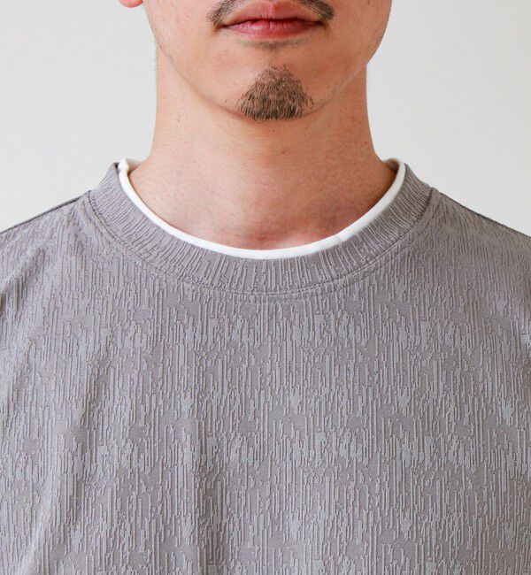 GLOSTER「【1枚でレイヤード風】ストライプジャガード フェイクレイヤーTシャツ」|Tシャツ・カットソー|