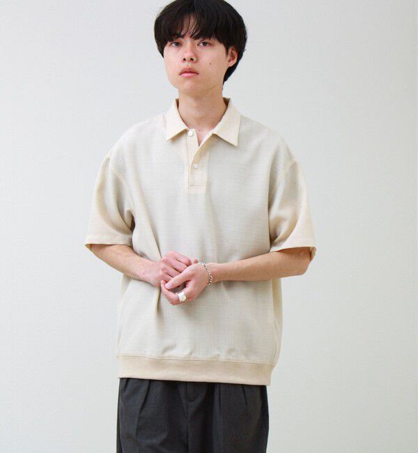 GLOSTER「【セットアップ対応】リネンライクキャンバスポロ」|ポロシャツ|ベージュ
