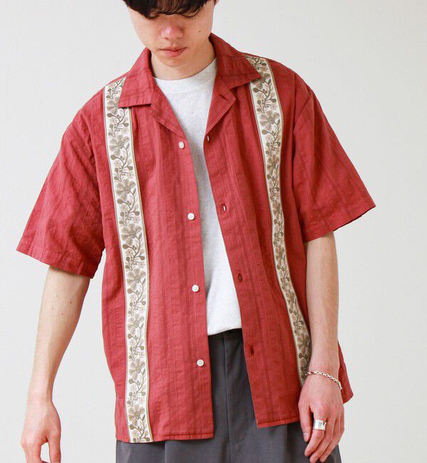 GLOSTER「【1枚で決まる】メランジテープ オープンカラーS/Sシャツ」|シャツ・ブラウス|