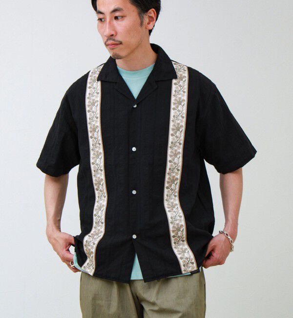 GLOSTER「【1枚で決まる】メランジテープ オープンカラーS/Sシャツ」|シャツ・ブラウス|