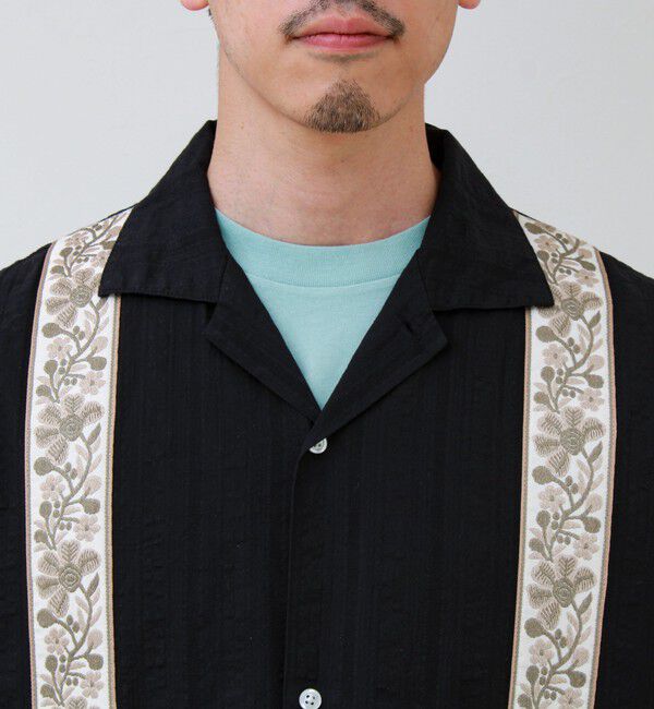 GLOSTER「【1枚で決まる】メランジテープ オープンカラーS/Sシャツ」|シャツ・ブラウス|