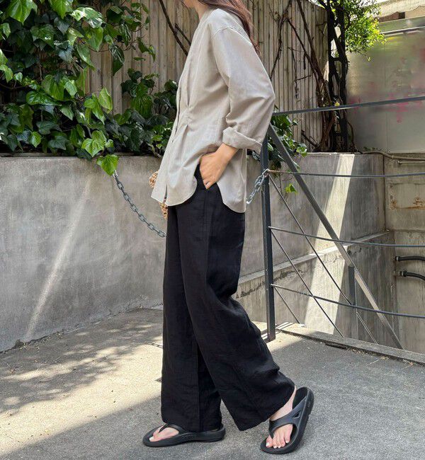 fredy emue「【人気アイテムの夏バージョン】リネン混シアーテーラードシャツ」|シャツ・ブラウス|