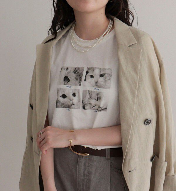 fredy emue「刺しゅう入りCAT PHOTO Tシャツ」|Tシャツ・カットソー|オフホワイト