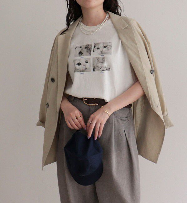 fredy emue「刺しゅう入りCAT PHOTO Tシャツ」|Tシャツ・カットソー|