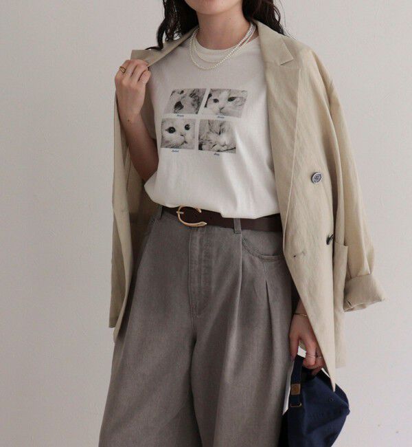 fredy emue「刺しゅう入りCAT PHOTO Tシャツ」|Tシャツ・カットソー|