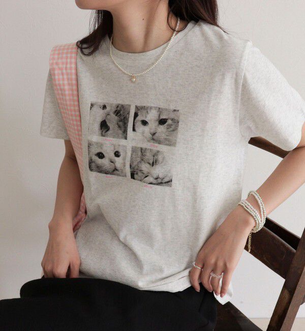 fredy emue「刺しゅう入りCAT PHOTO Tシャツ」|Tシャツ・カットソー|